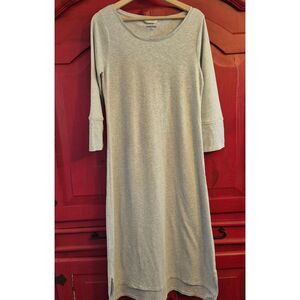 Lands' End Size Small 6 - 8 Heather Grey Long Sleeve Dress Big Cuffs Not a Spot